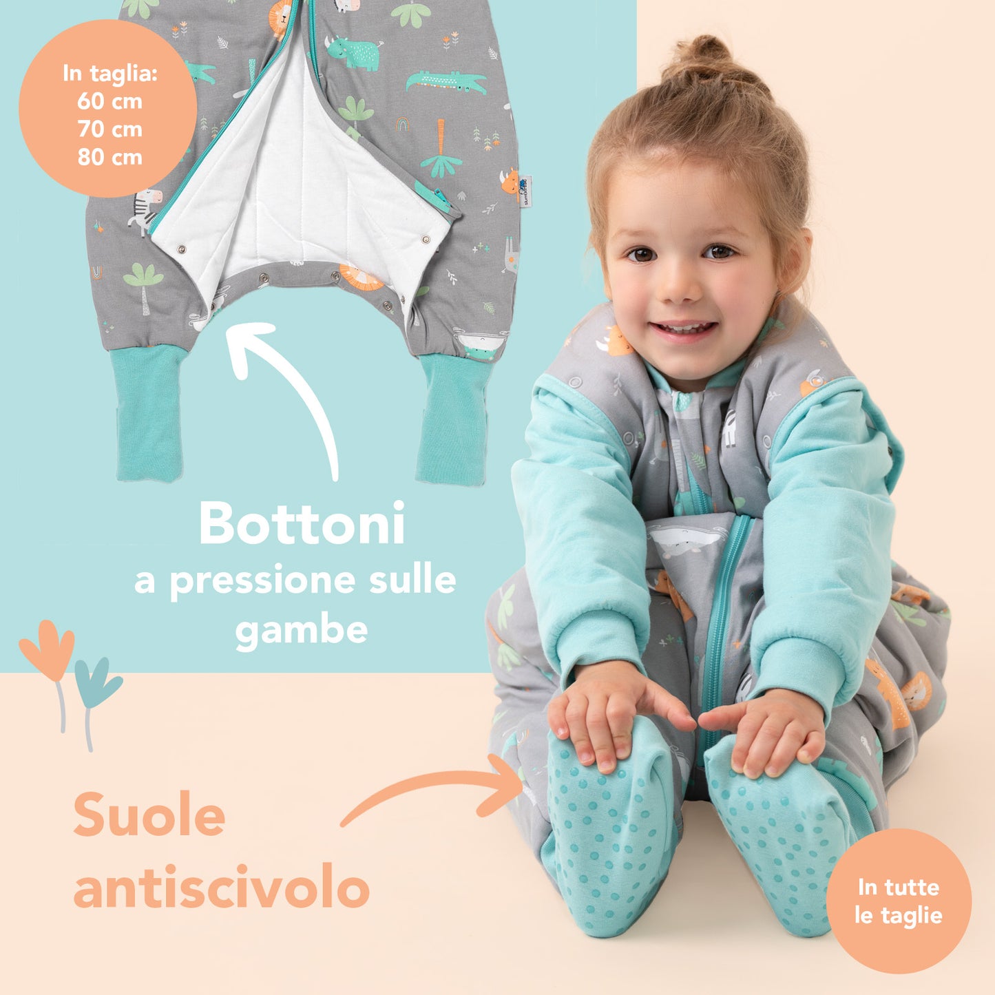 Sacco nanna con piedini, copripiedi e manichei, 1.0 TOG