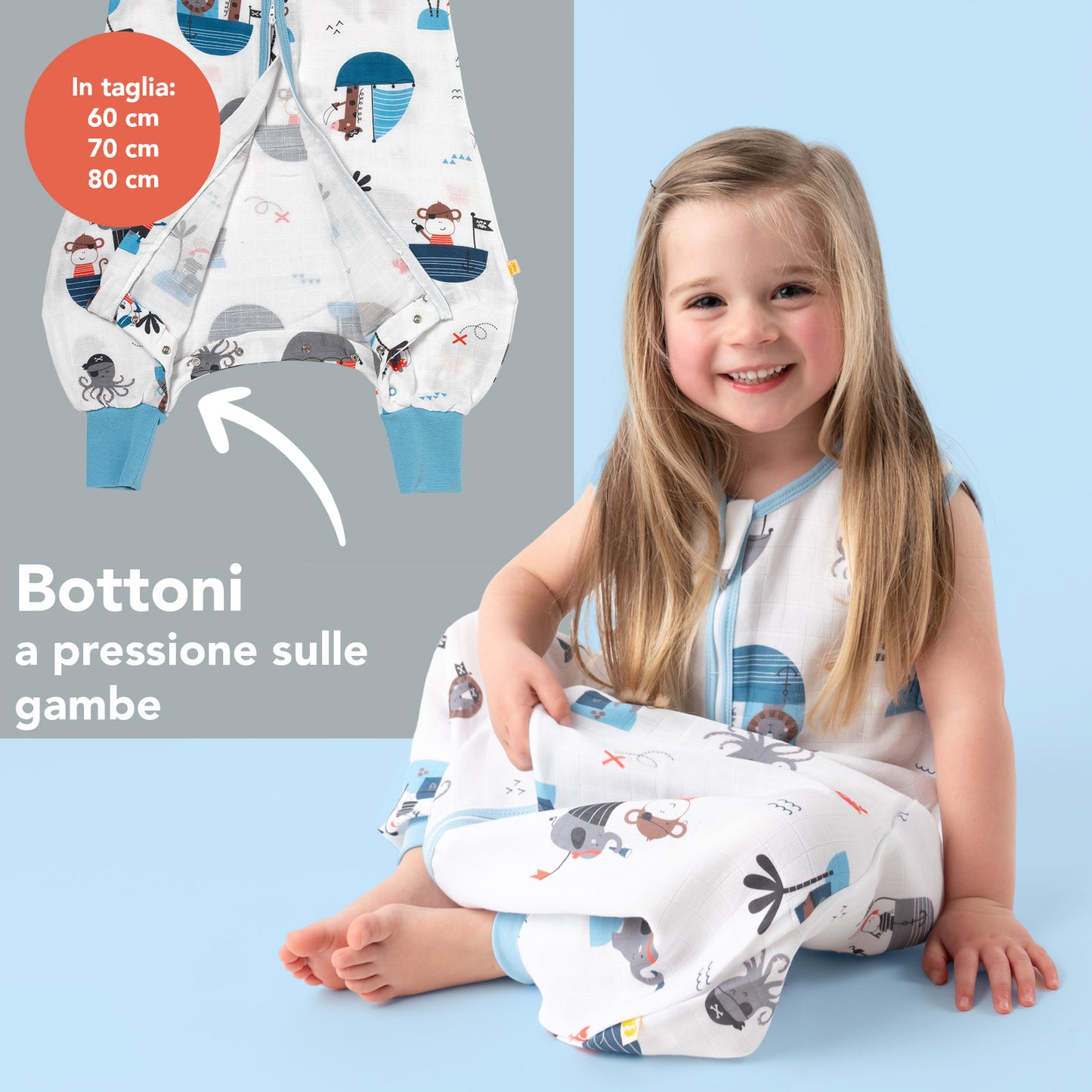 Sacco nanna con piedini in mussola, 0.5 TOG