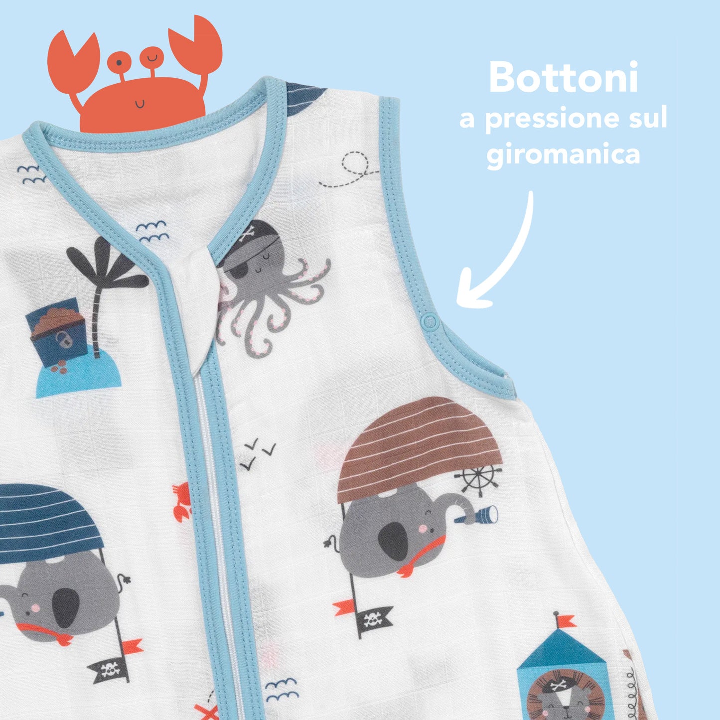 Sacco nanna con piedini in mussola, 0.5 TOG