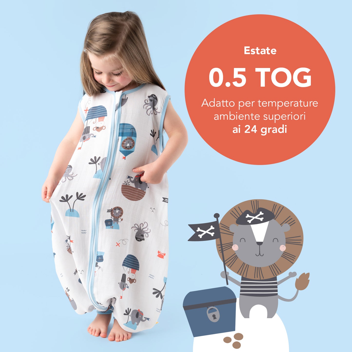 Sacco nanna con piedini in mussola, 0.5 TOG