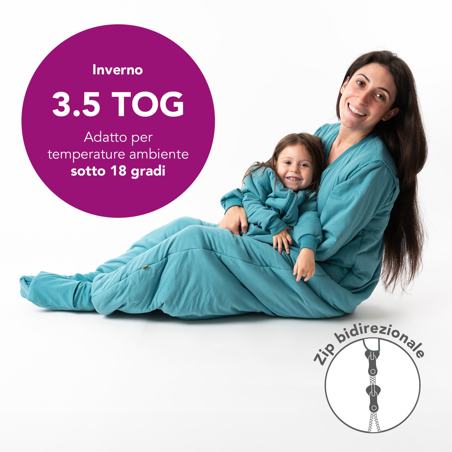Sacco nanna con piedini e copripiedi per adulti, 3.5 TOG