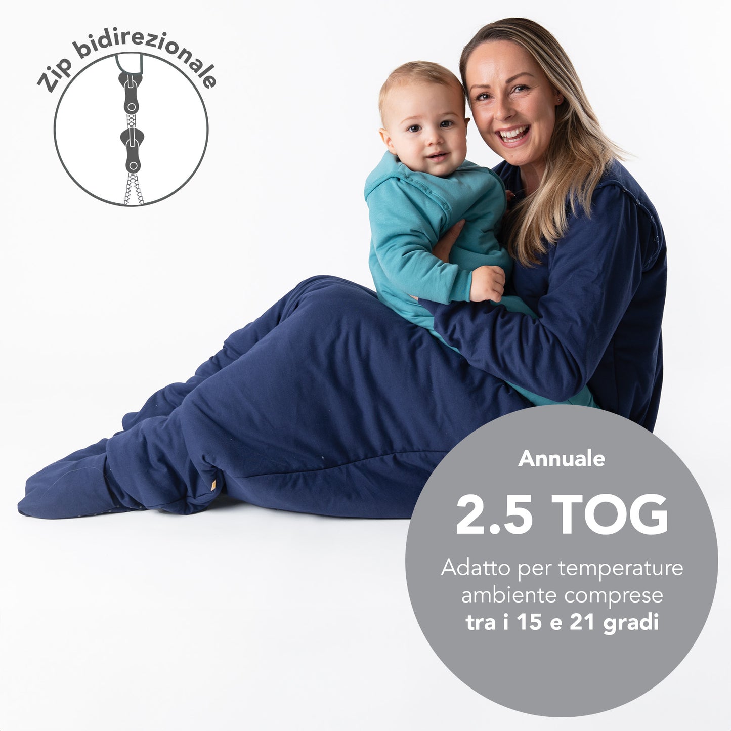 Sacco nanna con piedini e copripiedi per adulti, 2.5 TOG