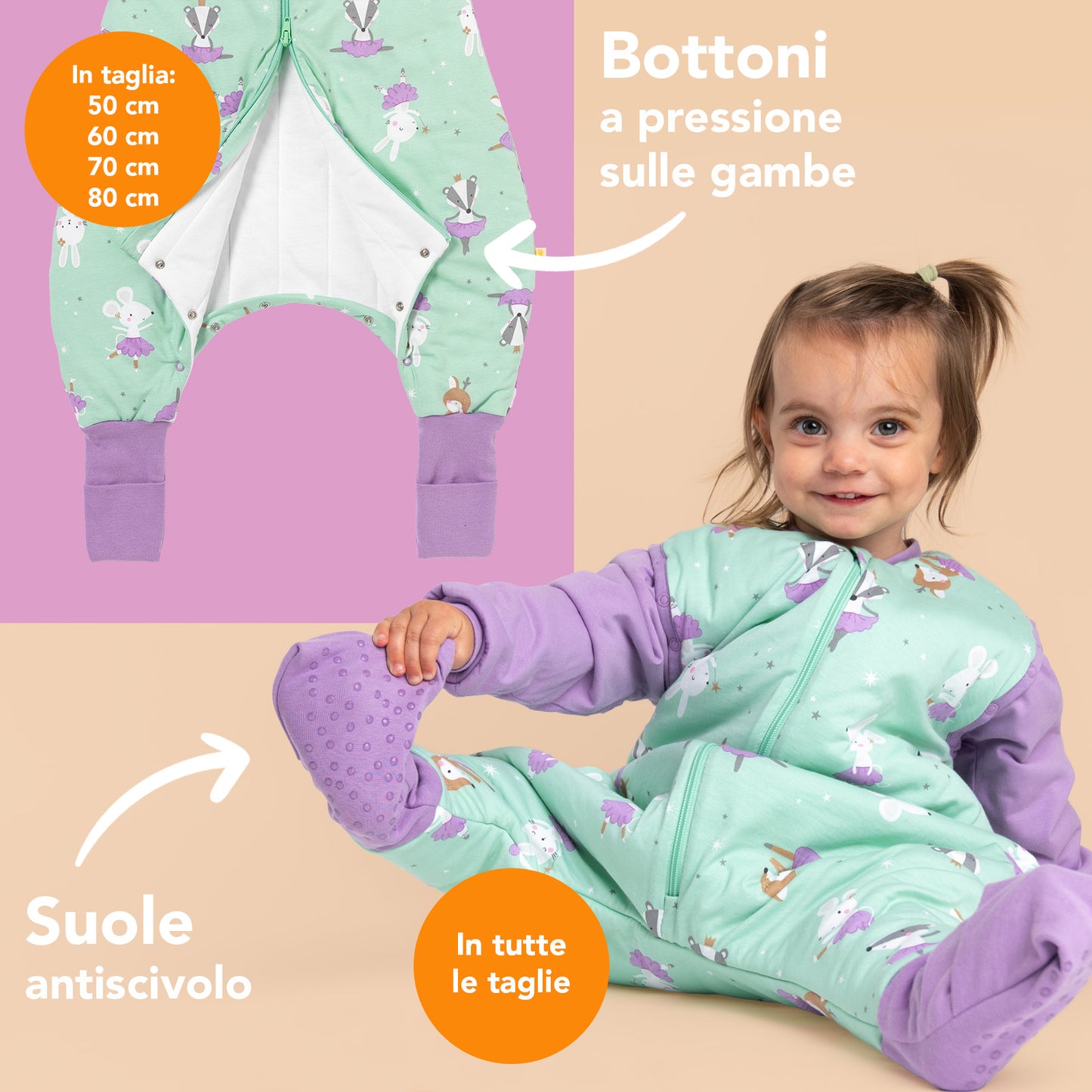 Sacco nanna con piedini copripiedi e manichei 1.0 TOG_Ballerina_zona del piede_1182
