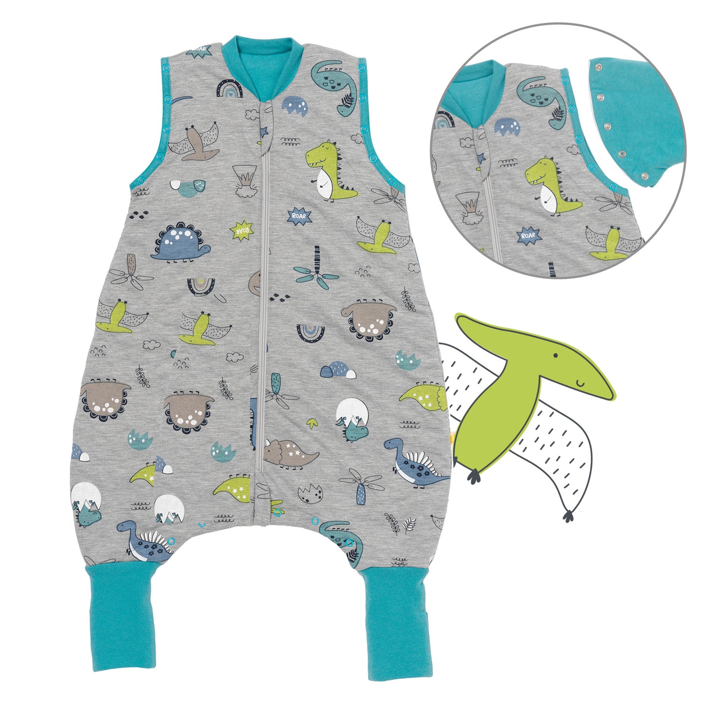 Sacco nanna con piedini copripiedi e manichei 1.0 TOG_Dino_Davanti con giromanica_1182