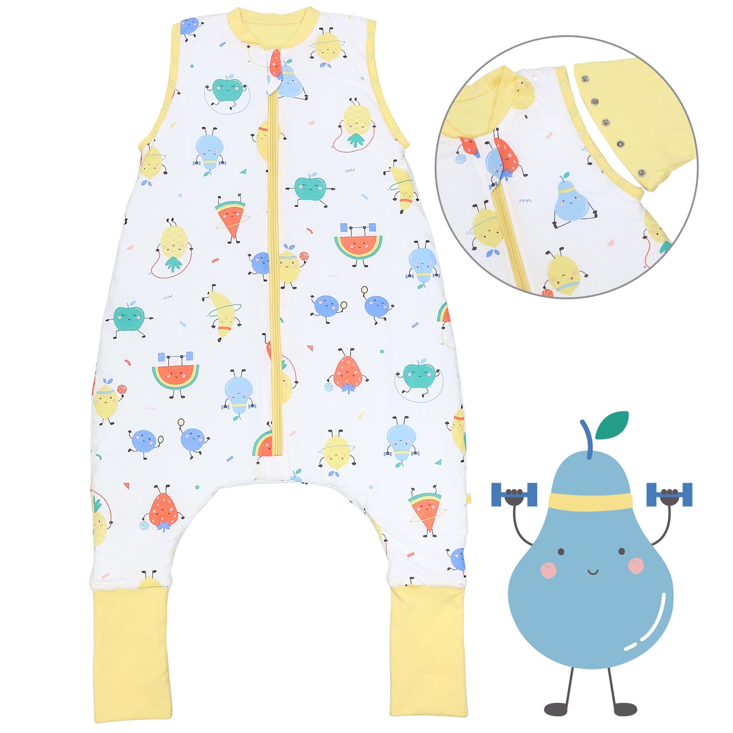 Sacco nanna con piedini copripiedi e manichei 1.0 TOG_Frutti Sprint_Davanti con giromanica_1182