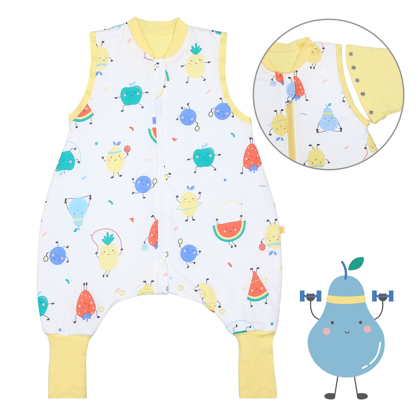 Sacco nanna con piedini copripiedi e manichei 1.0 TOG_Frutti Sprint_Davanti con giromanica_1182