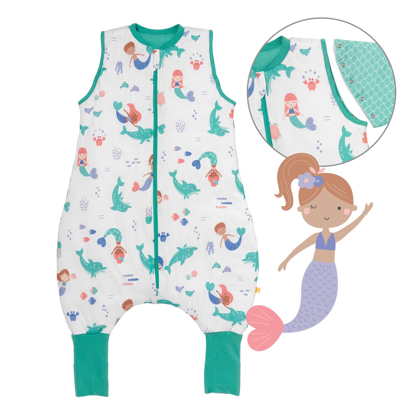 Sacco nanna con piedini copripiedi e manichei 1.0 TOG_Sirena_Davanti con giromanica_1182