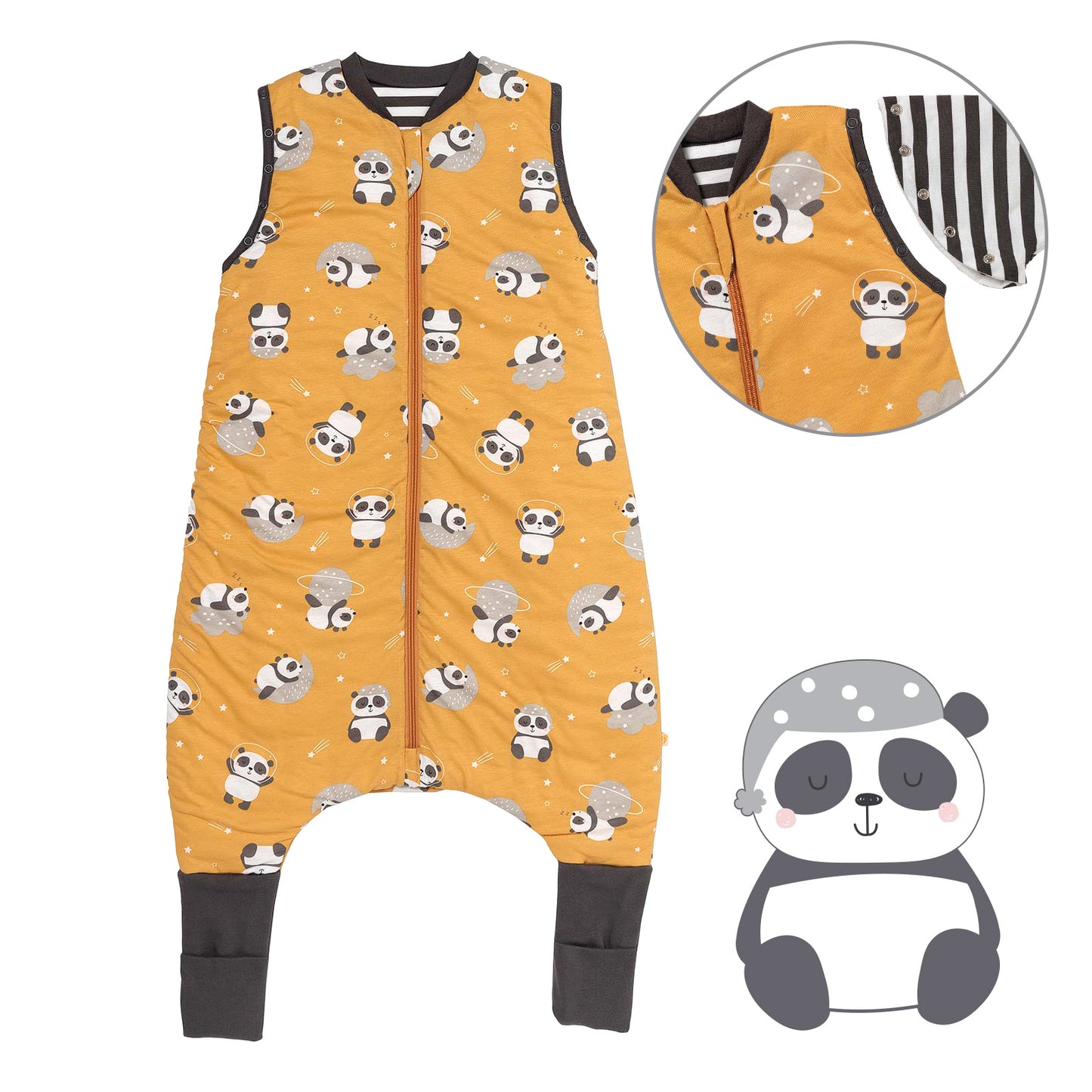 Sacco nanna con piedini copripiedi e manichei 1.0 TOG_Panda_Davanti con giromanica_1182