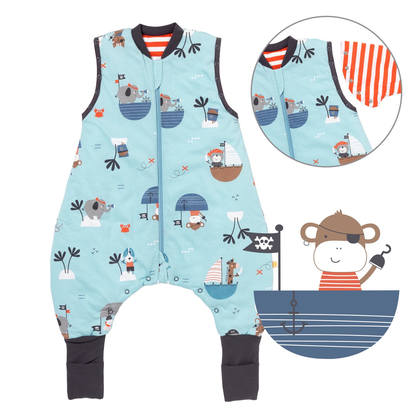 Sacco nanna con piedini copripiedi e manichei 1.0 TOG_Pirata_Davanti con giromanica_1182