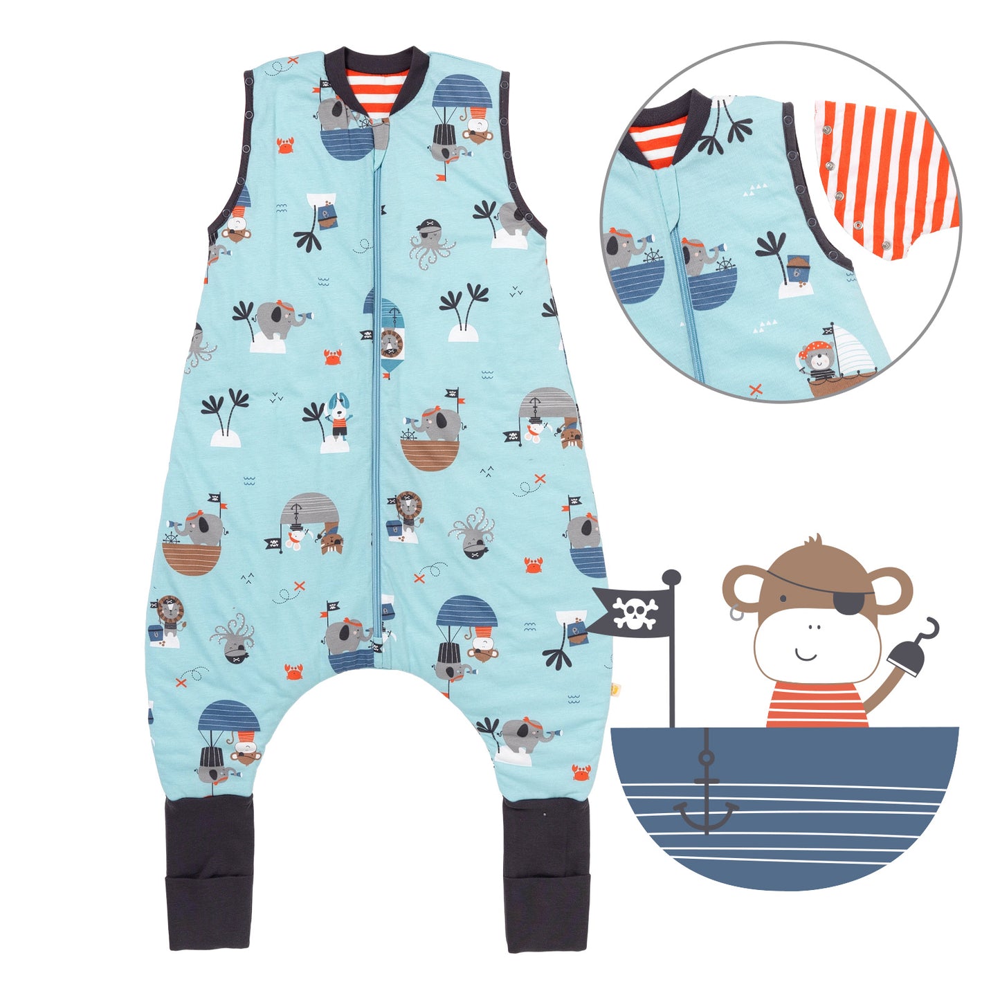 Sacco nanna con piedini copripiedi e manichei 1.0 TOG_Pirata_Davanti con giromanica_1182