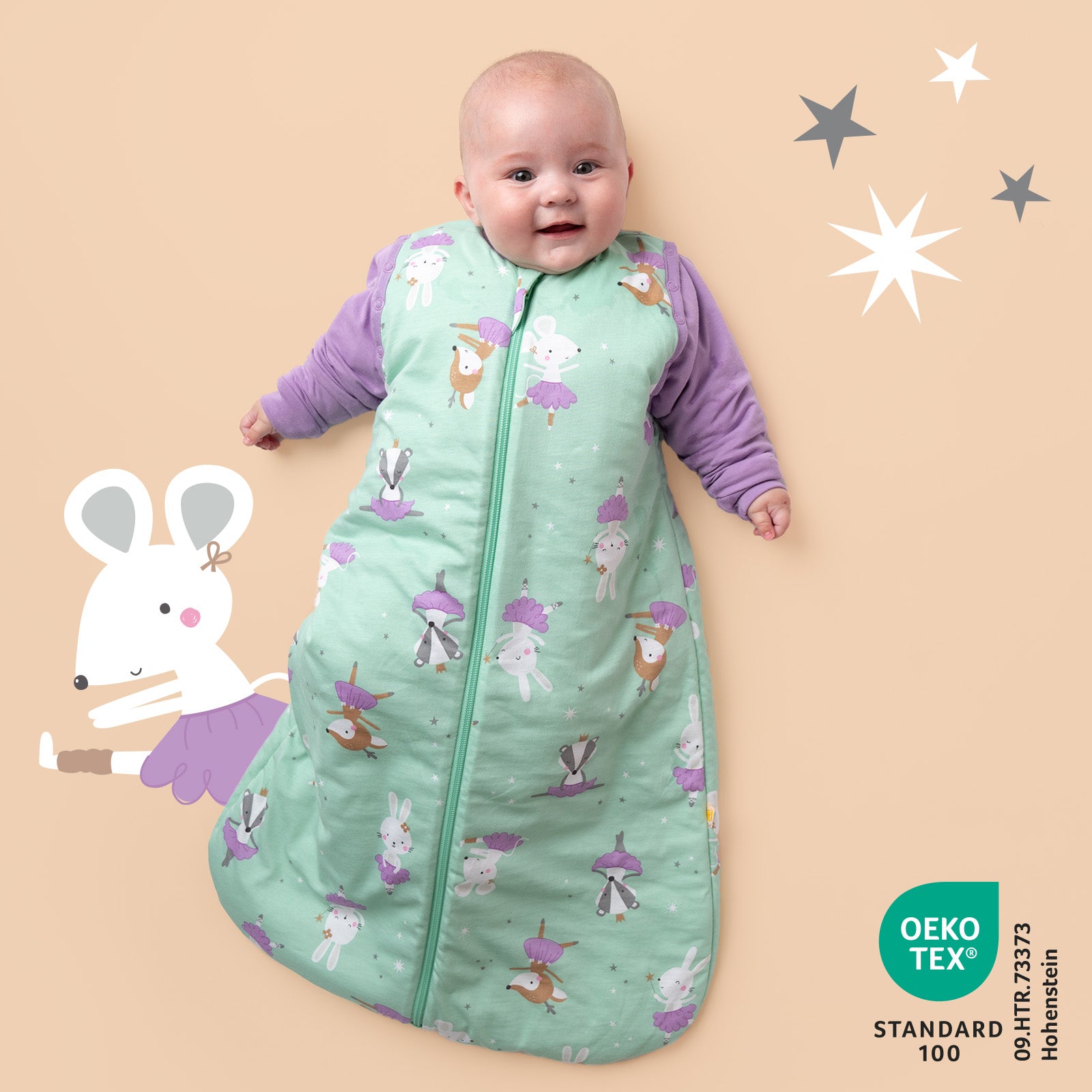 Sacco Nanna Unnivoll Per Neonati 1.0 Tog – 100% Cotone – 6-12 Mesi – Fantasia Albero Verde