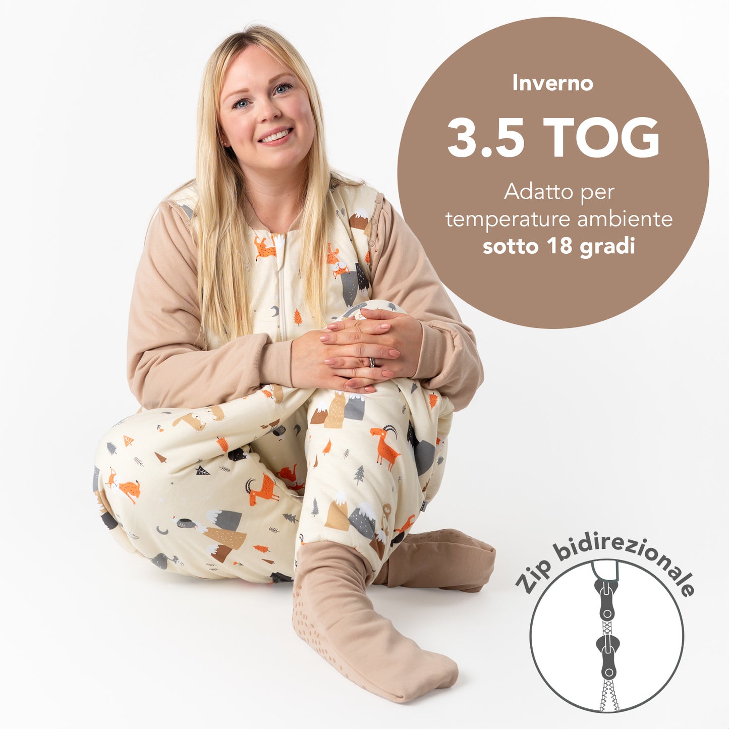 Sacco nanna con piedini e copripiedi per adulti, 3.5 TOG