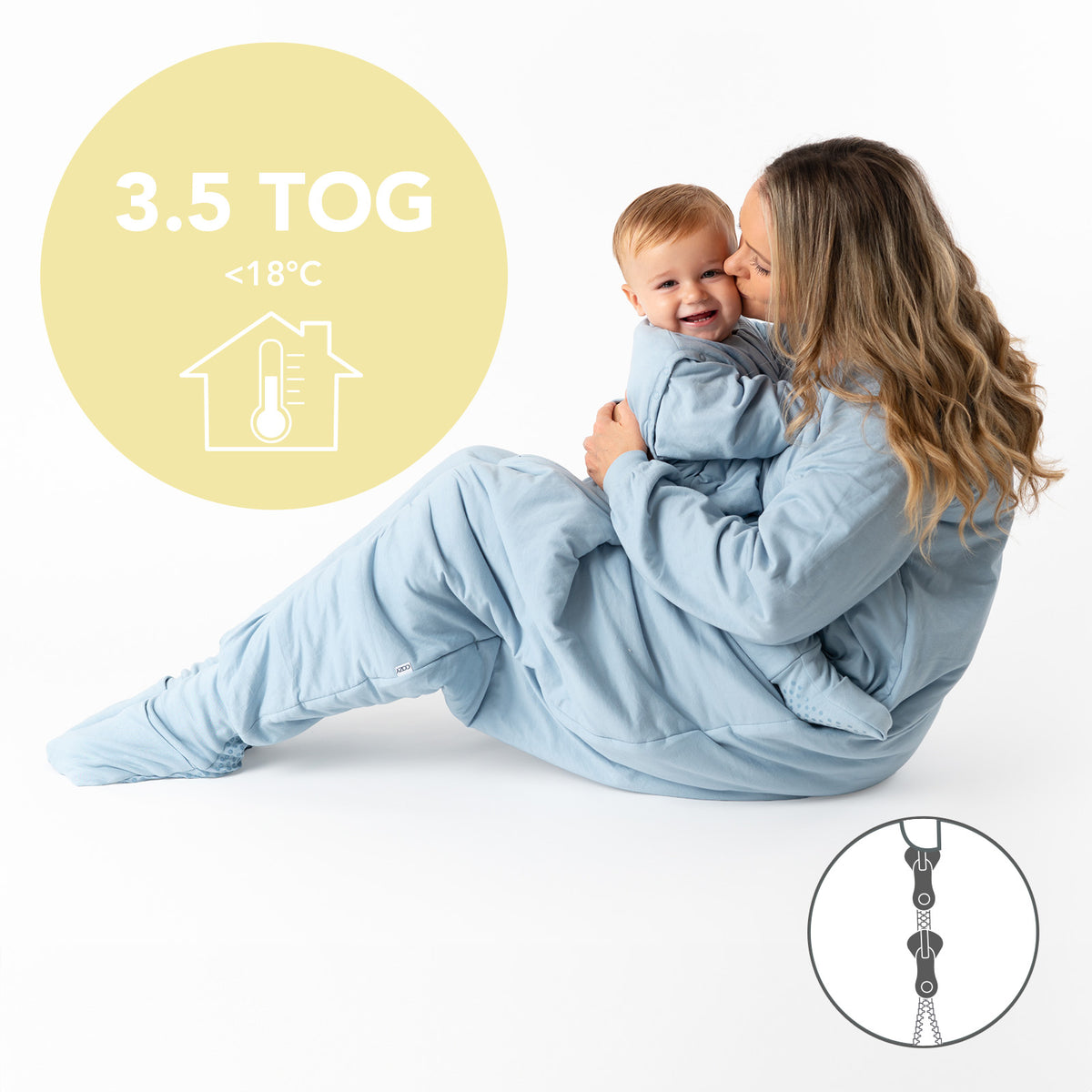 Sacco nanna con piedini e copripiedi per adulti 3.5 TOG_Blu Ghiaccio_TOG_1189