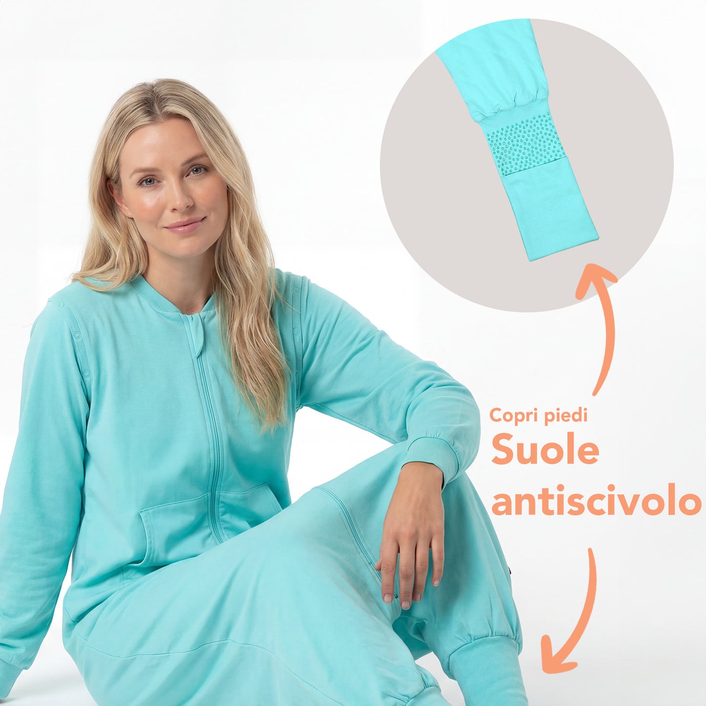 Sacco nanna con piedini copripiedi e manichei per adulti 1.0 TOG_Acqua_zona del piede_1190