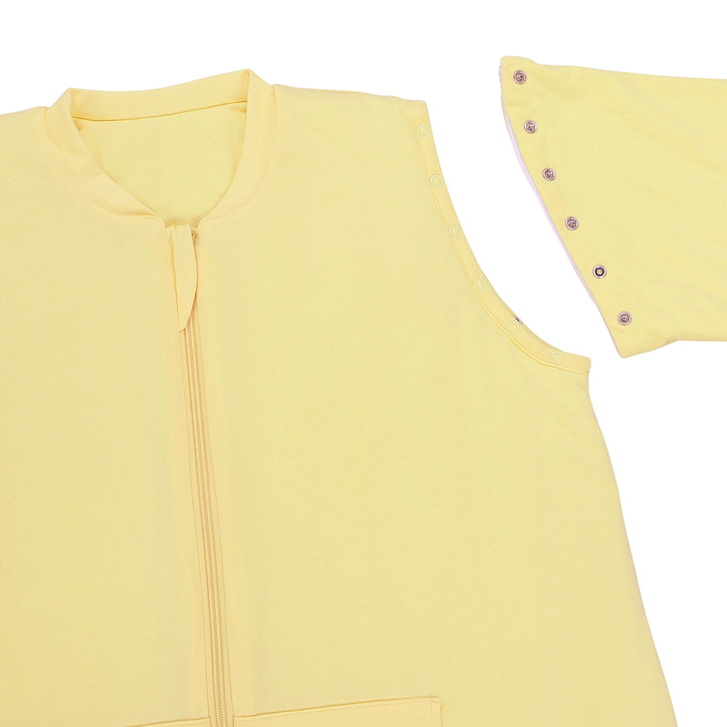 Sacco nanna con piedini copripiedi e manichei per adulti 1.0 TOG_Giallo Chiaro_zona del braccio_1190