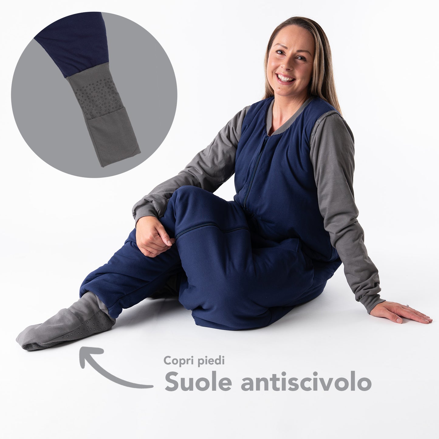 Sacco nanna con piedini, copripiedi e manichei per adulti, 1.0 TOG