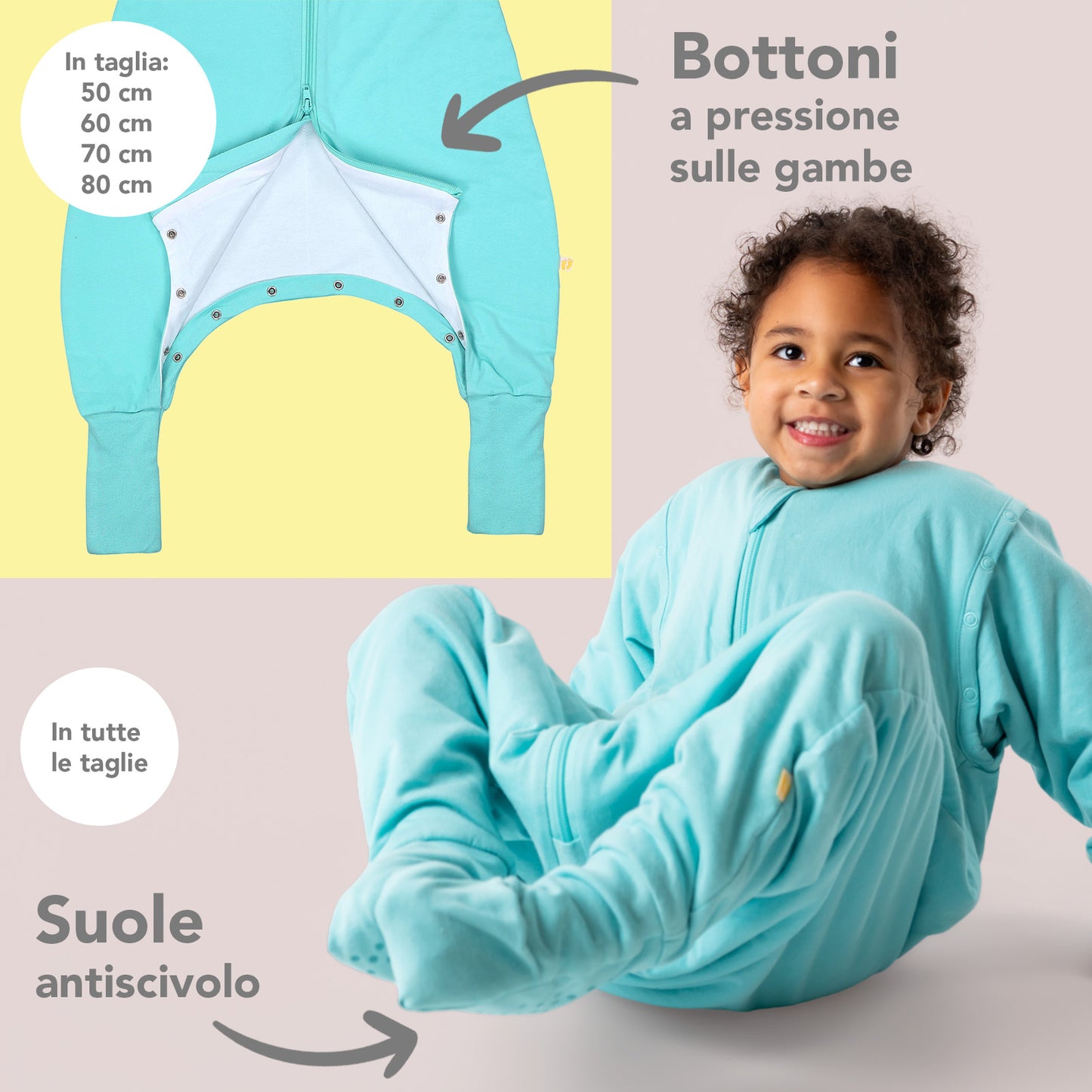 Sacco nanna con piedini e copripiedi 2.5 TOG_Acqua_zona del piede_1202