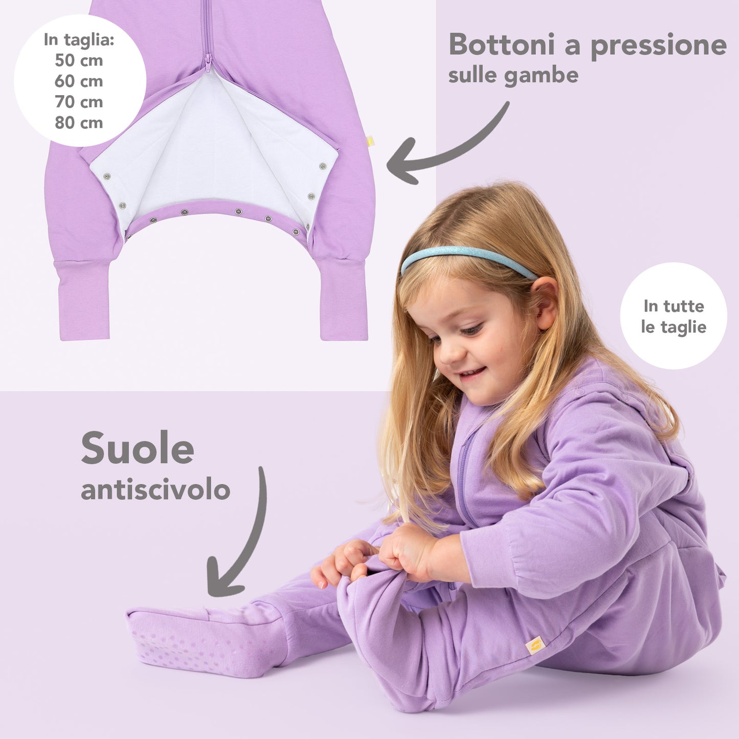 Sacco nanna con piedini e copripiedi 2.5 TOG_Lilla_zona del piede_1202