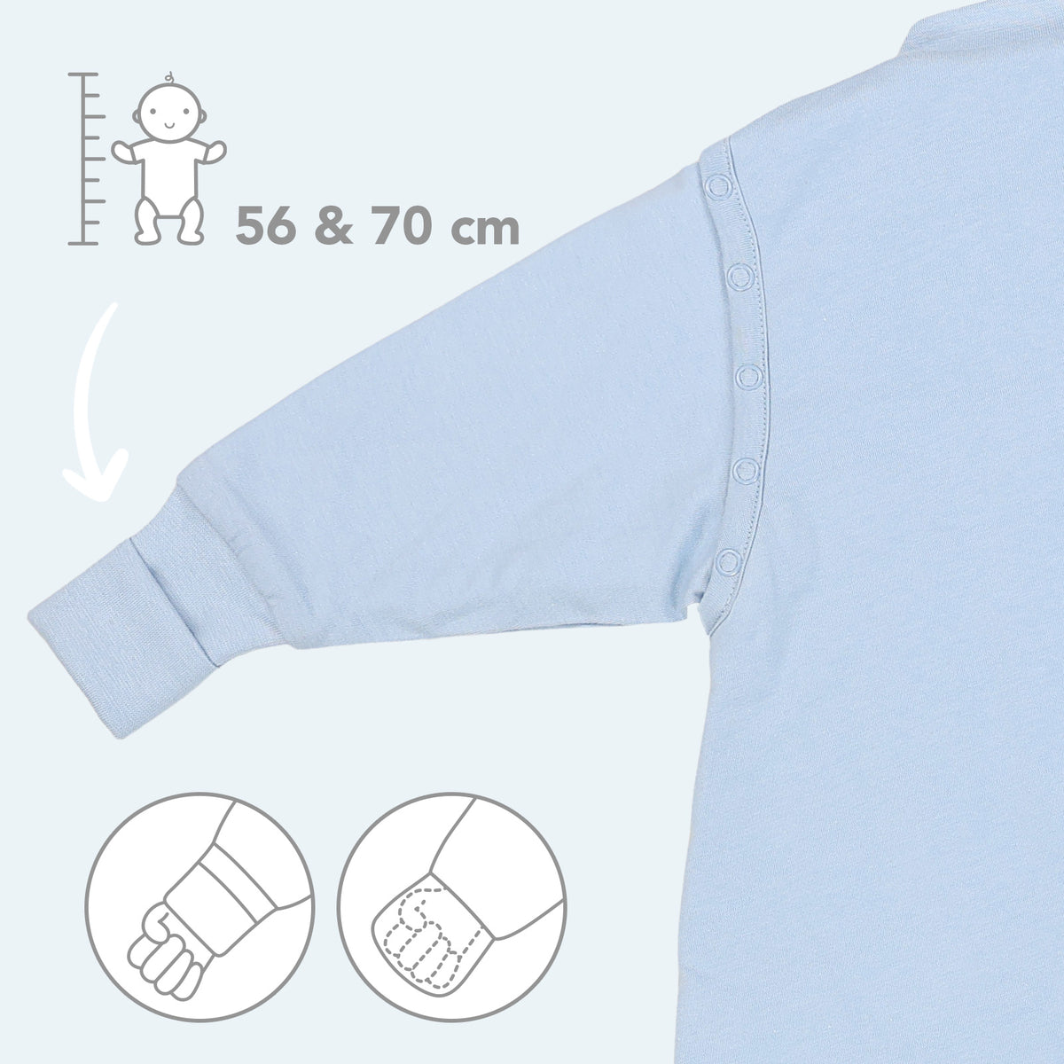 Sacco nanna bambino 3.5 TOG_Blu Ghiaccio_zona del braccio_1210