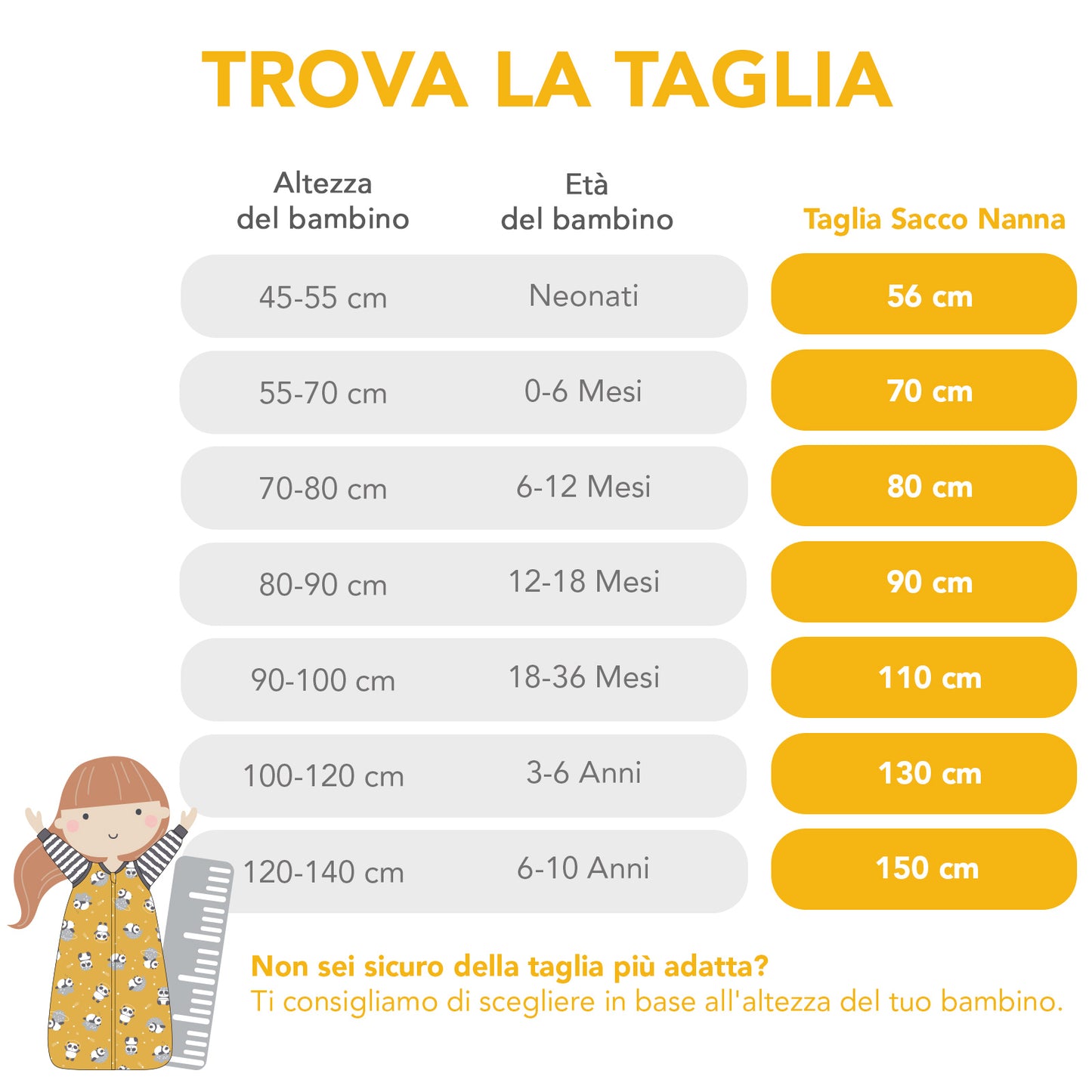 Sacco nanna bambino 3.5 TOG_tabella delle taglie_1210