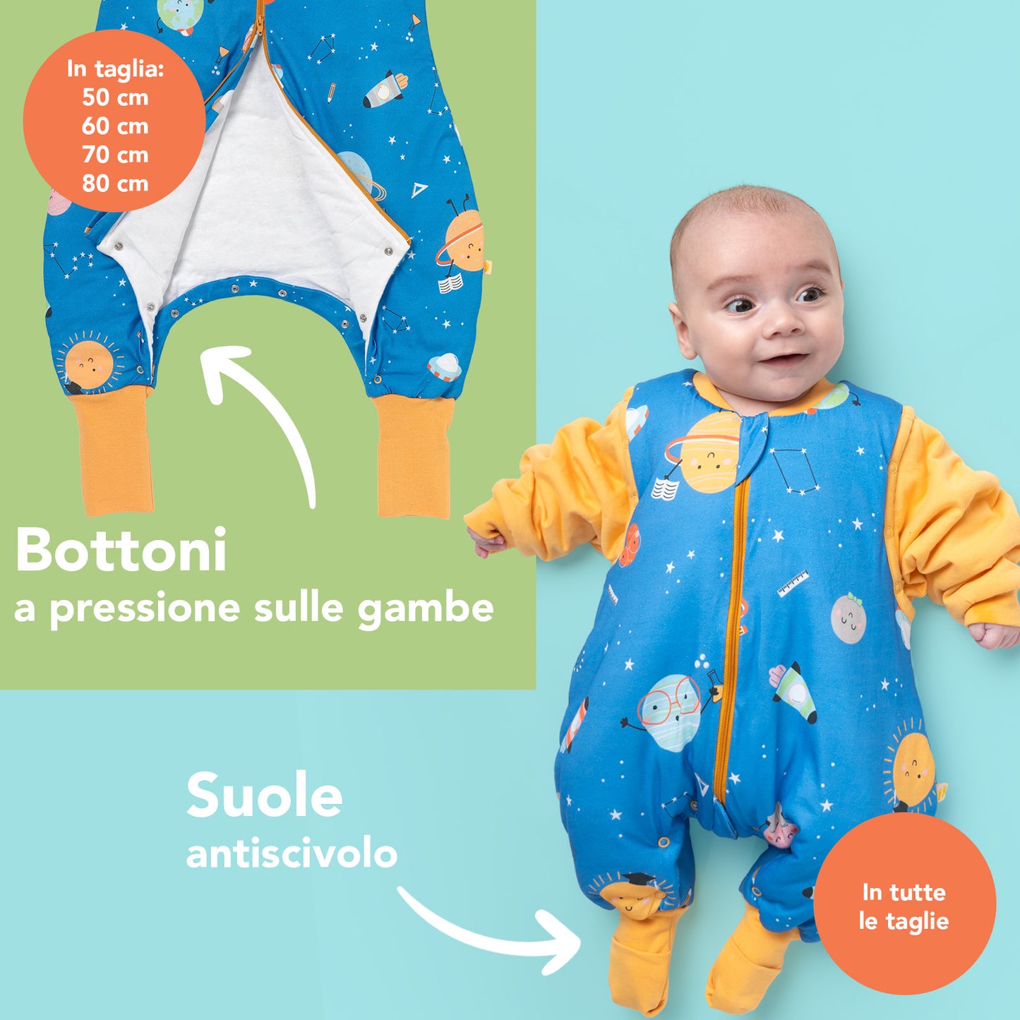 Sacco nanna con piedini, copripiedi e manichei, 1.0 TOG