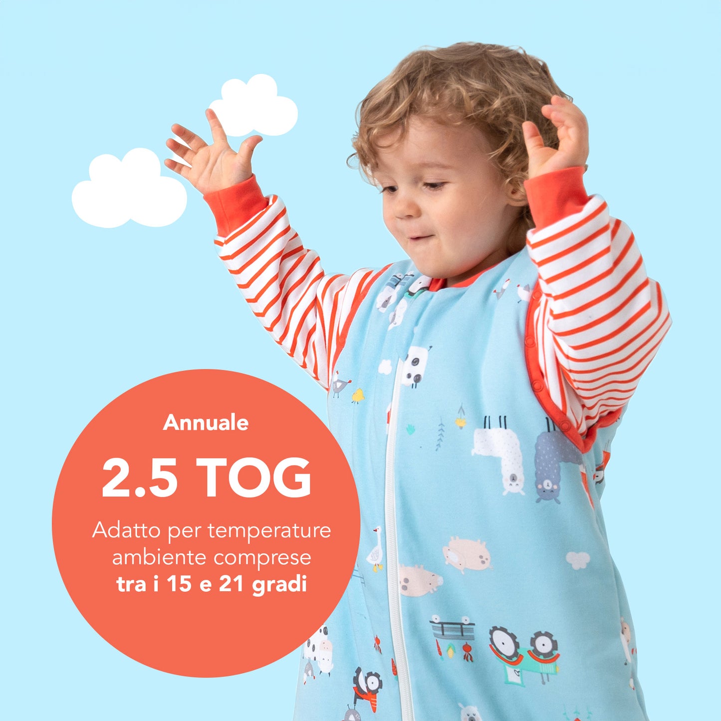 Sacco nanna bambino in cotone organico, 2.5 TOG