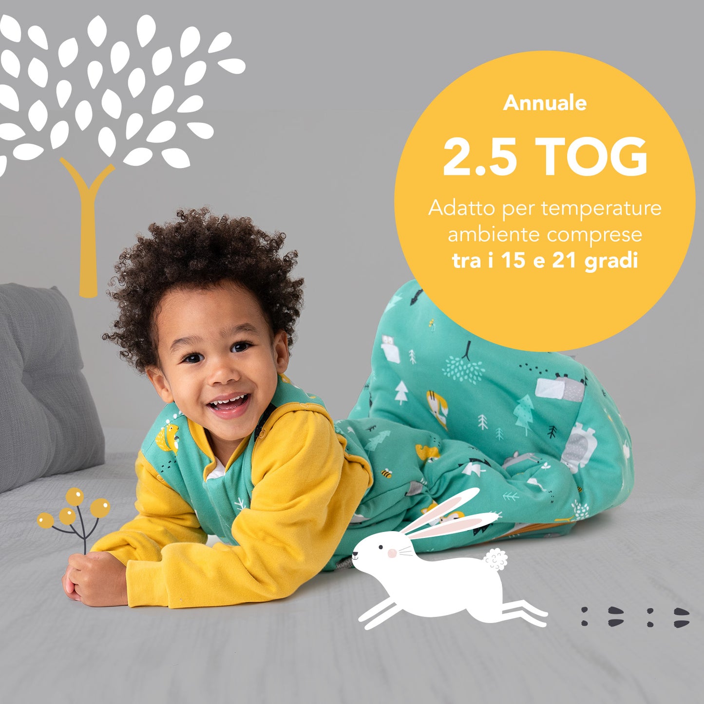 Sacco nanna bambino in cotone organico, 2.5 TOG