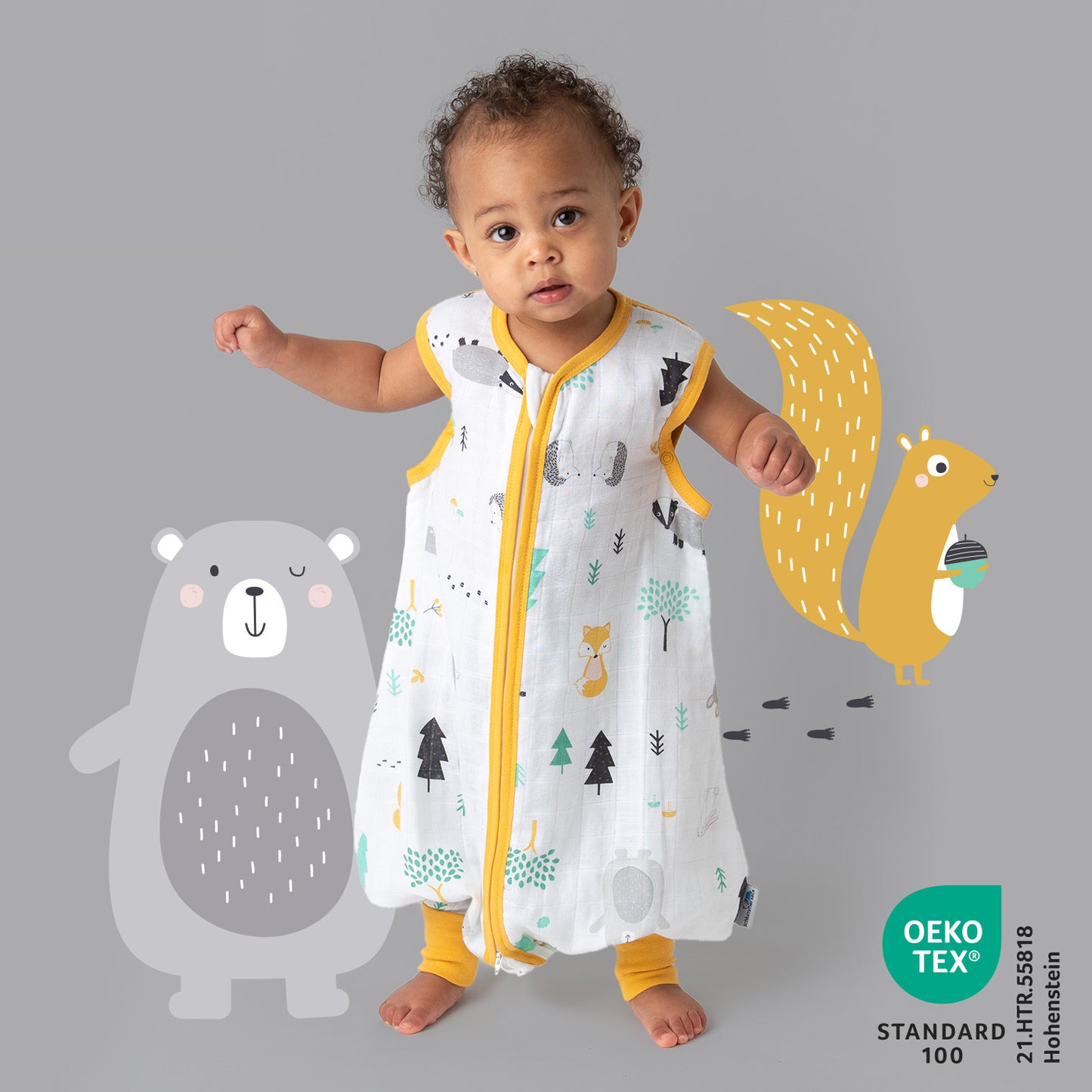 Sacco nanna con piedini in mussola 0.5 TOG_Animali del bosco_412_2