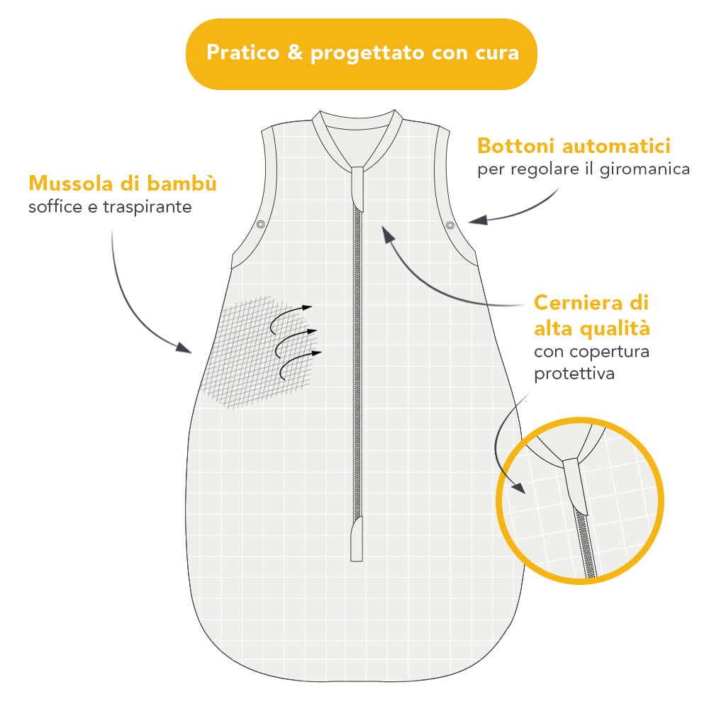 Sacco nanna bambino in mussola, 0.5 TOG