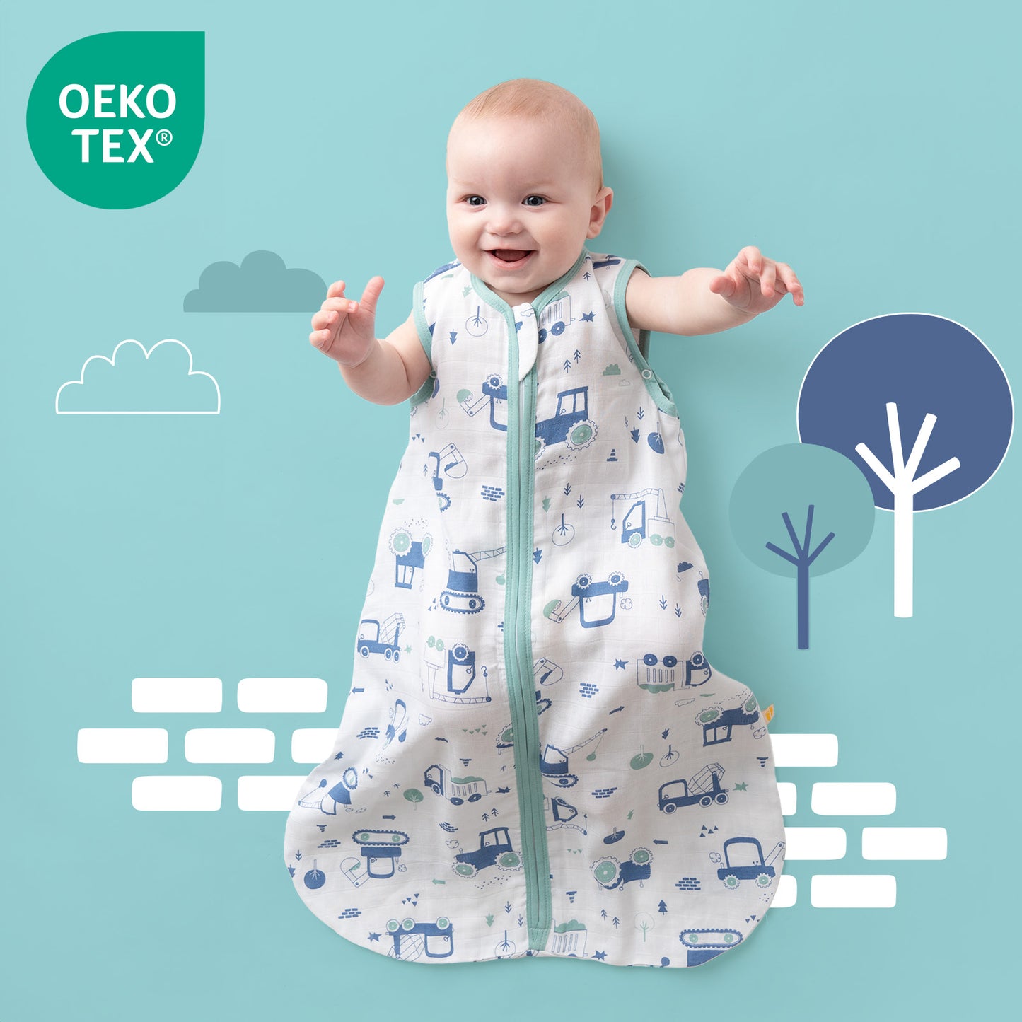 Sacco nanna bambino in mussola 0.5 TOG_Escavatore_OEKOTEX_415