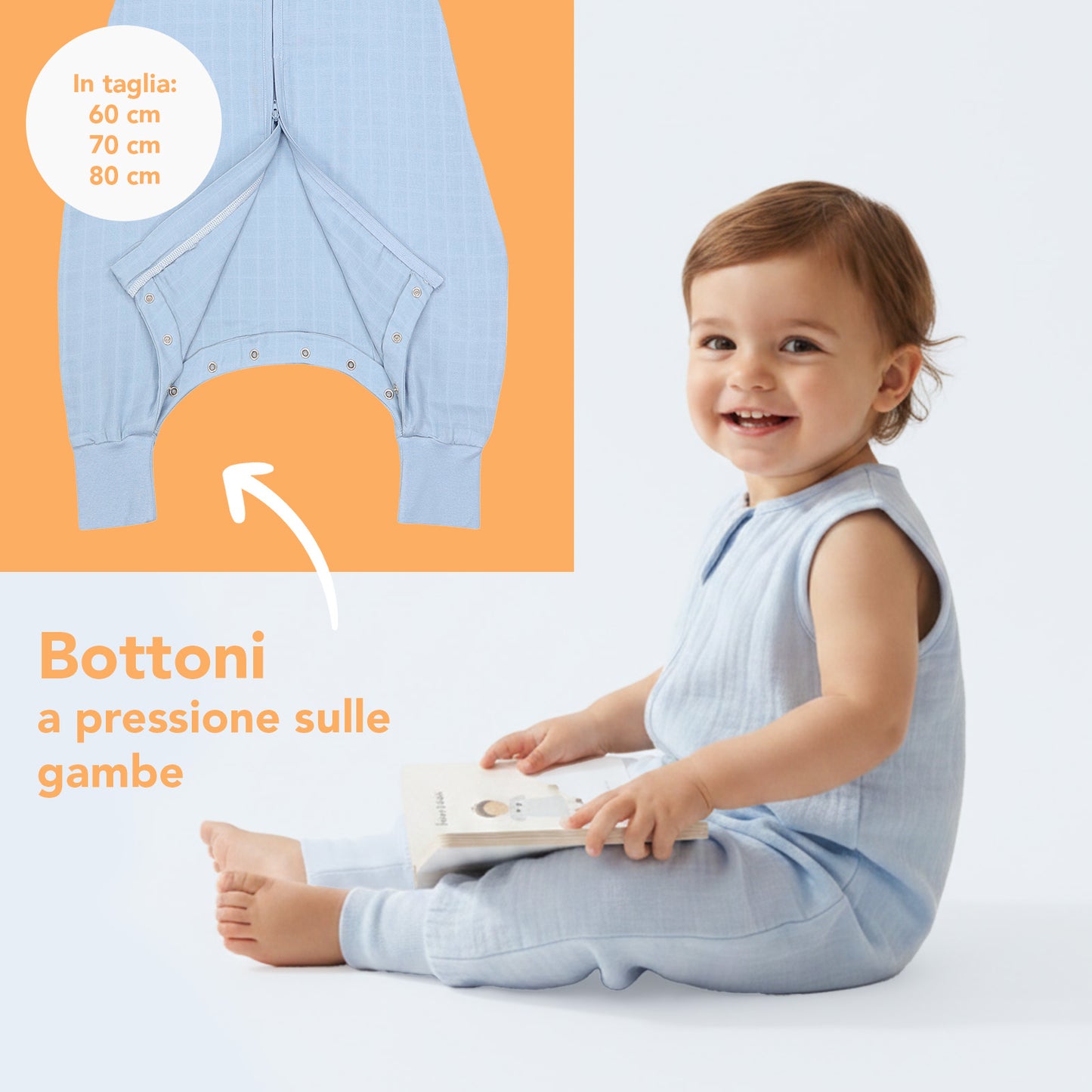 Sacco nanna con piedini in mussola 0.5 Tog_Blu Ghiaccio_3_422