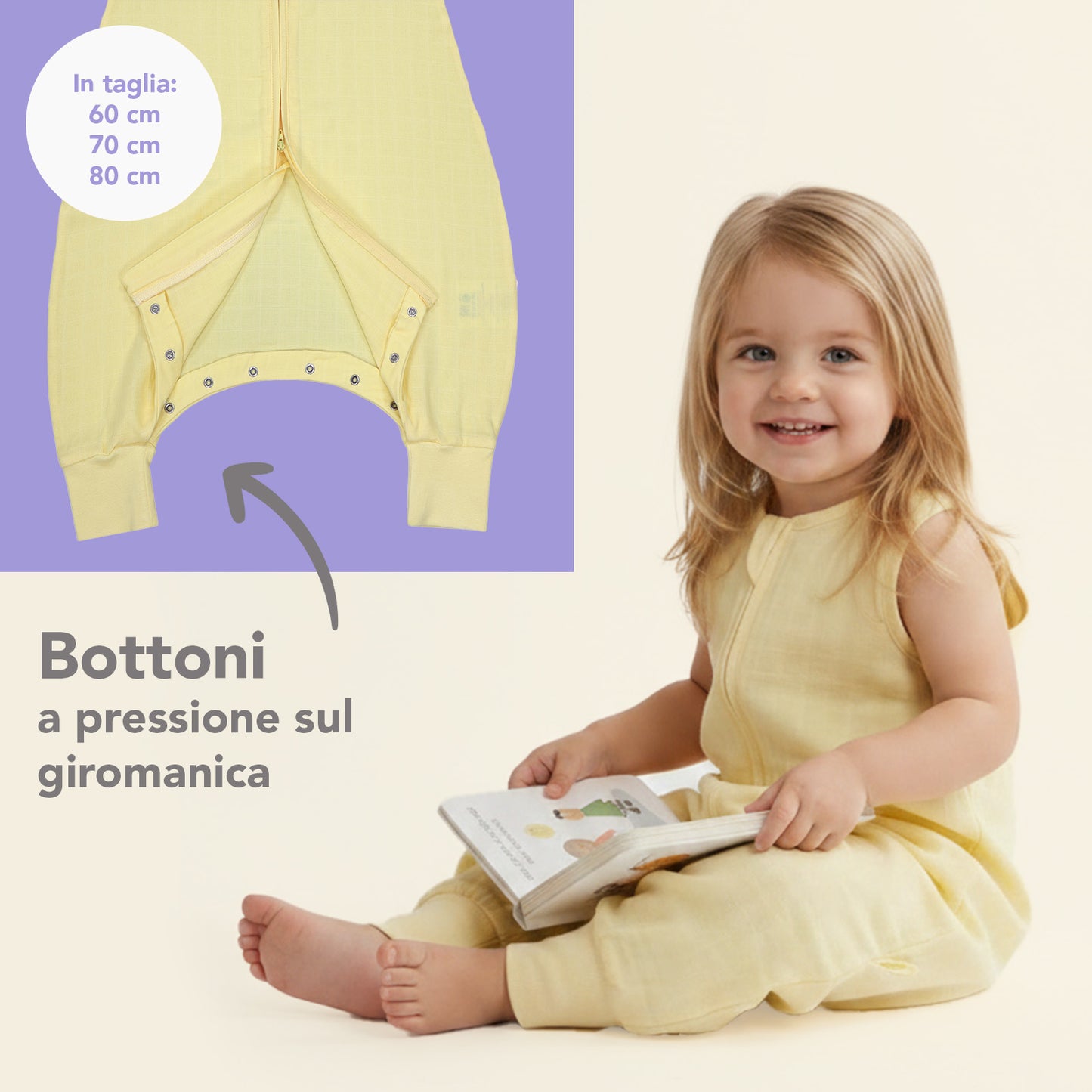 Sacco nanna con piedini in mussola 0.5 Tog_Giallo Chiaro_3_422