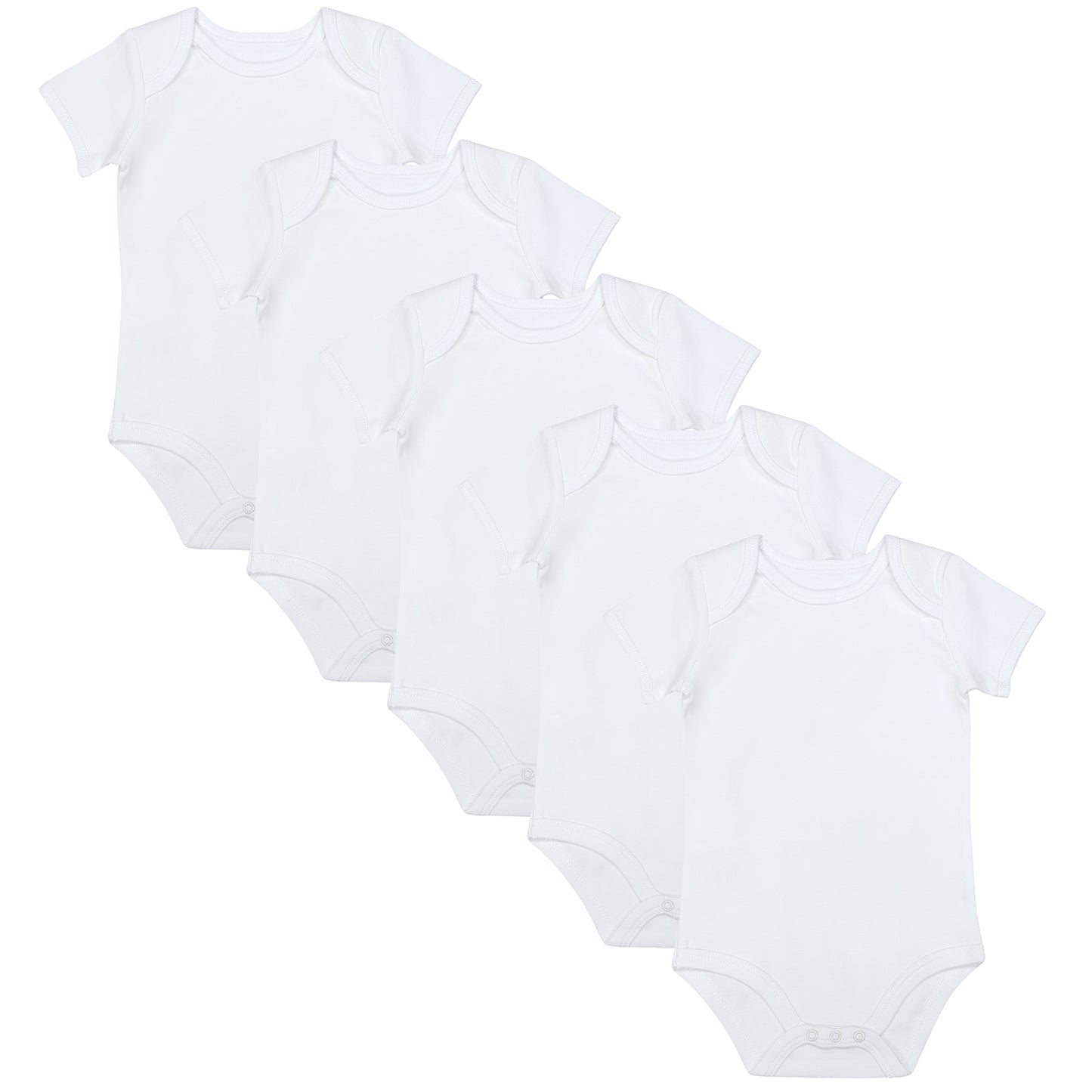 Body neonato maniche corte in cotone organico - pacco da 5_Bianco_1_430