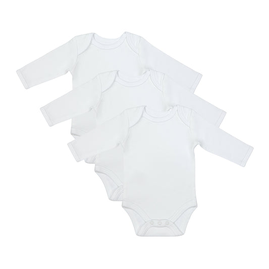 Body neonato maniche lunghe in cotone organico - pacco da 3_Bianco_1_434