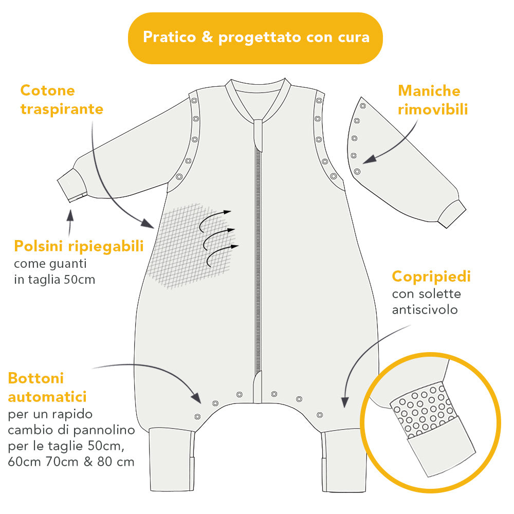 Sacco nanna con piedini e copripiedi, 2.5 TOG