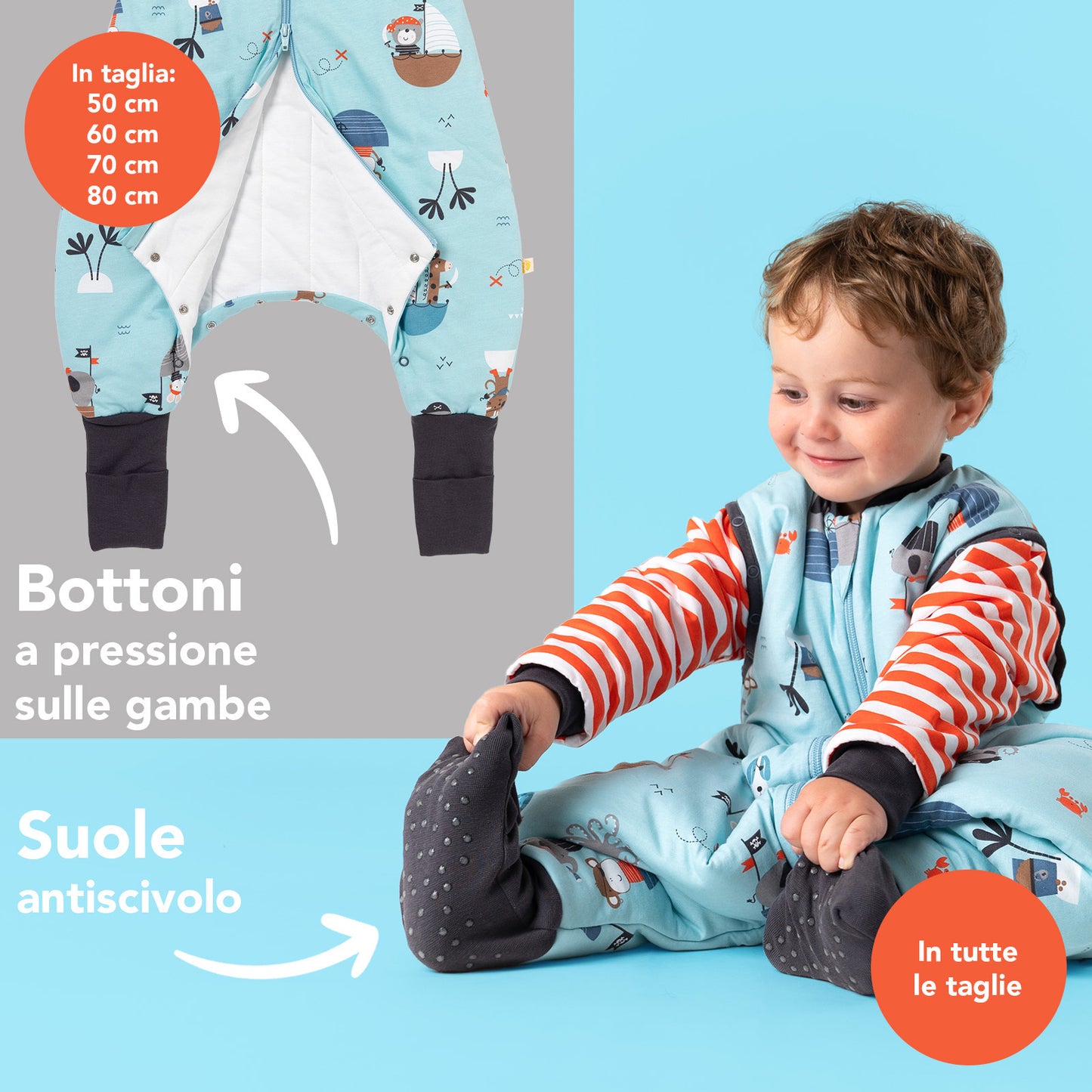Sacco nanna con piedini e copripiedi 2.5 TOG_Pirata_zona del piede_461