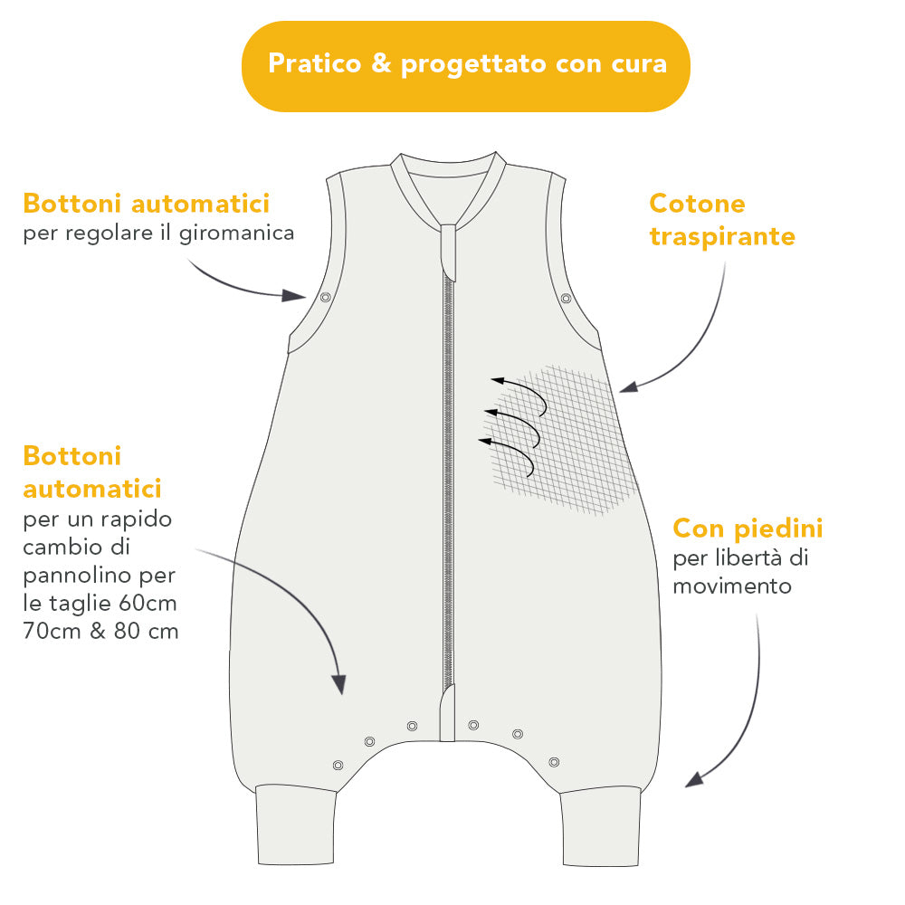 Sacco nanna con piedini, 2.5 TOG