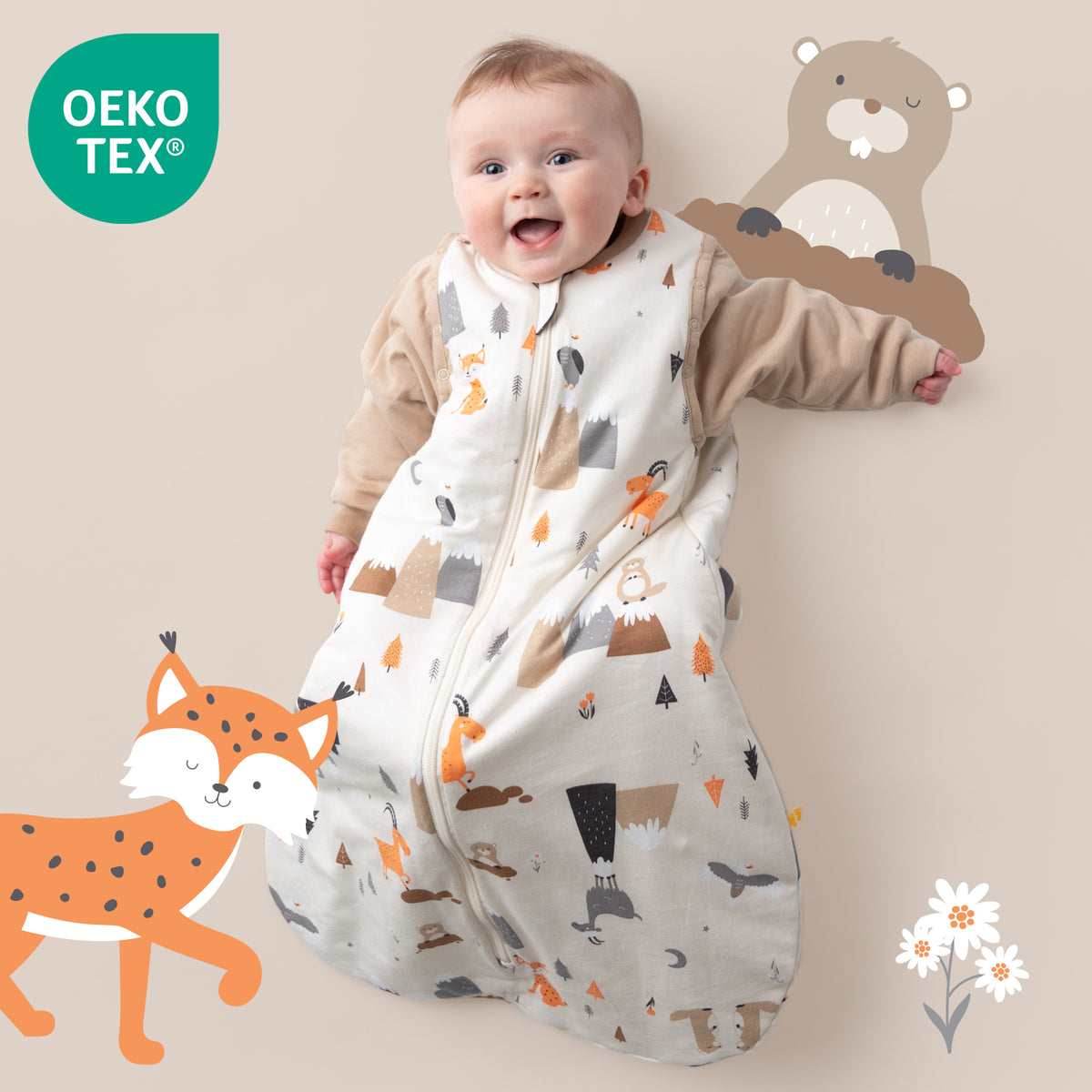 Sacco nanna bambino 2.5 TOG_Animali di montagna_OEKOTEX_465