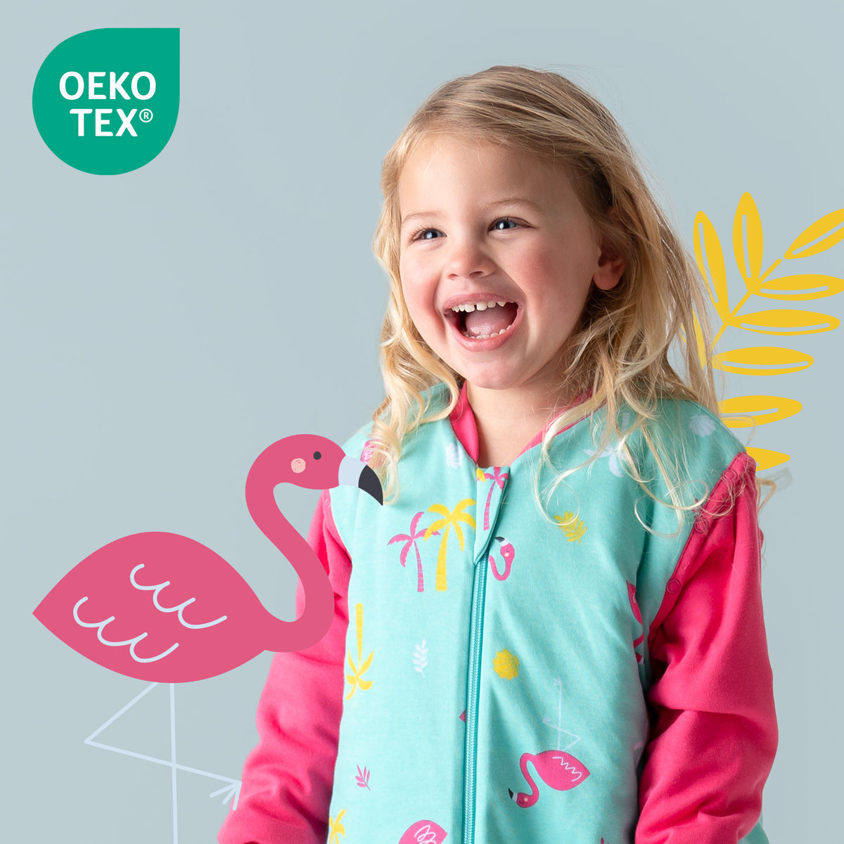 Sacco nanna bambino in cotone organico 2.5 TOG_Flamingo_OEKOTEX_466