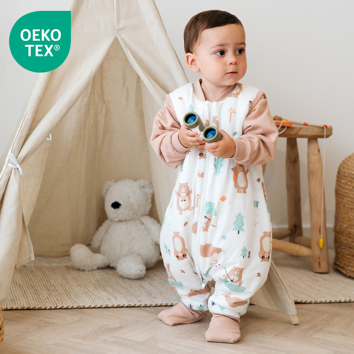 Sacco nanna con piedini e copripiedi 3.5 TOG_Orso Esploratore_OEKOTEX_468
