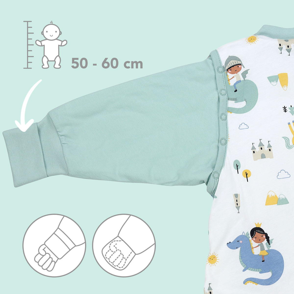 Sacco nanna con piedini e copripiedi 3.5 TOG_Fantasia_zona del braccio_468
