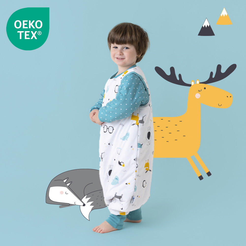 Sacco nanna con piedini e copripiedi in cotone organico 3.5 TOG_Amici Polari_OEKOTEX_469