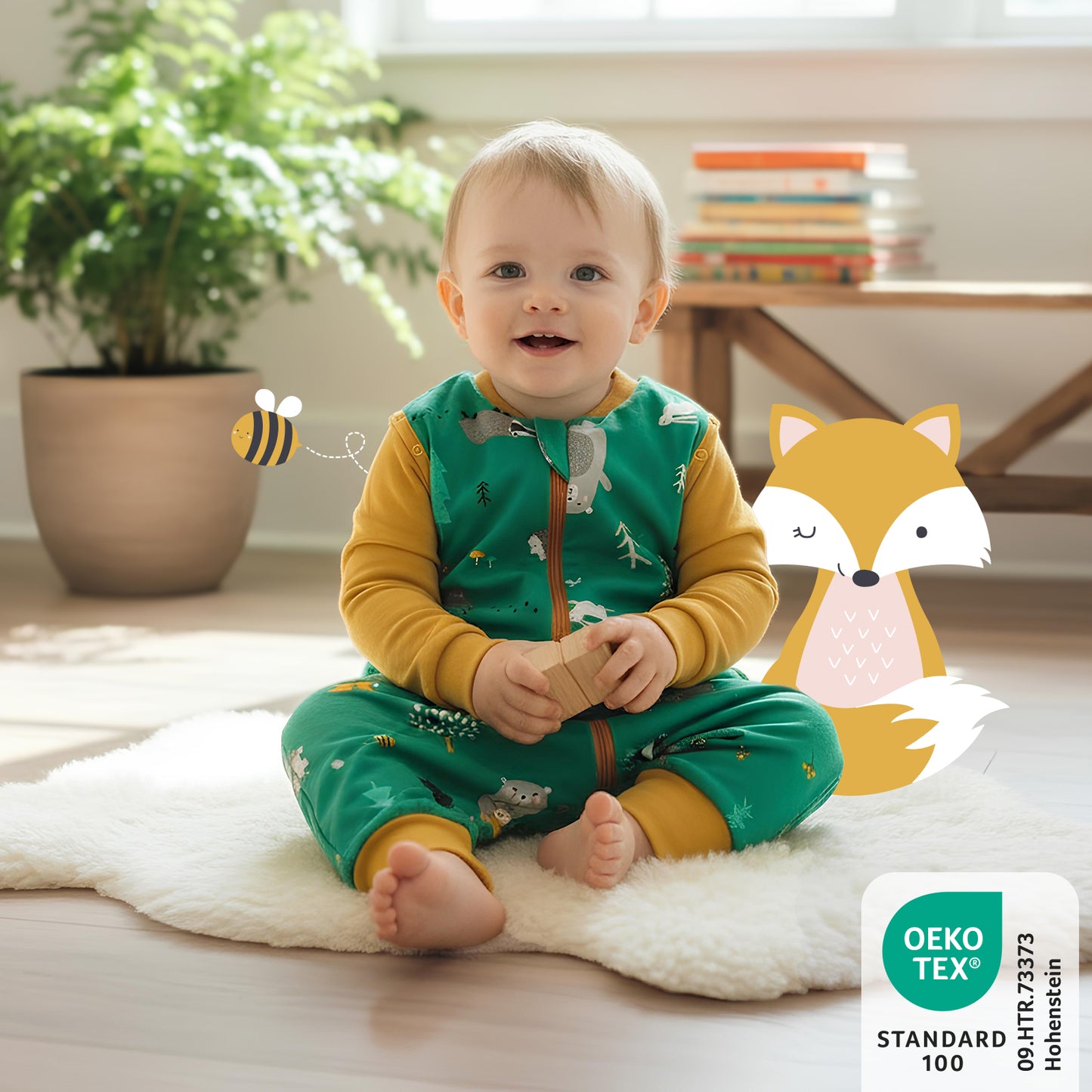 Sacco nanna con piedini e copripiedi in cotone organico 3.5 TOG_Animali del bosco_469_2