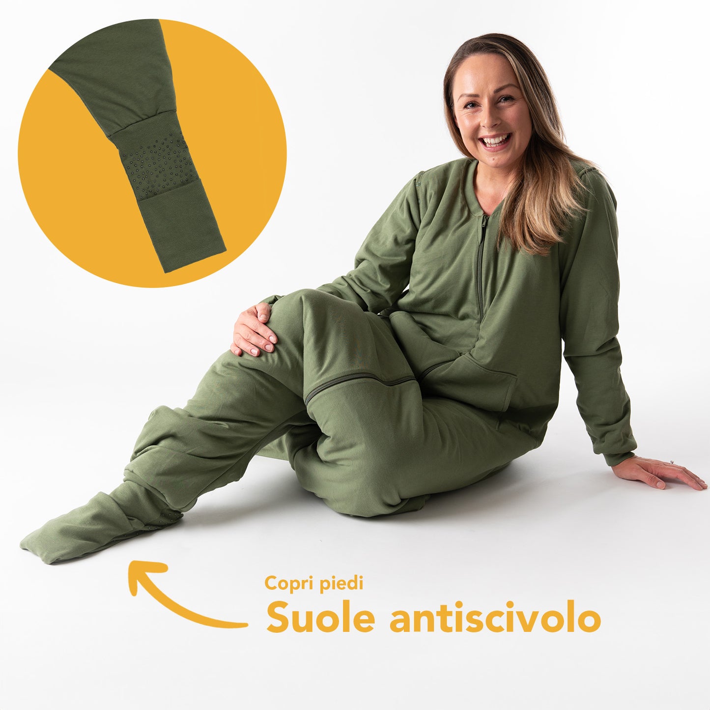 Sacco nanna con piedini, copripiedi e manichei per adulti, 1.0 TOG