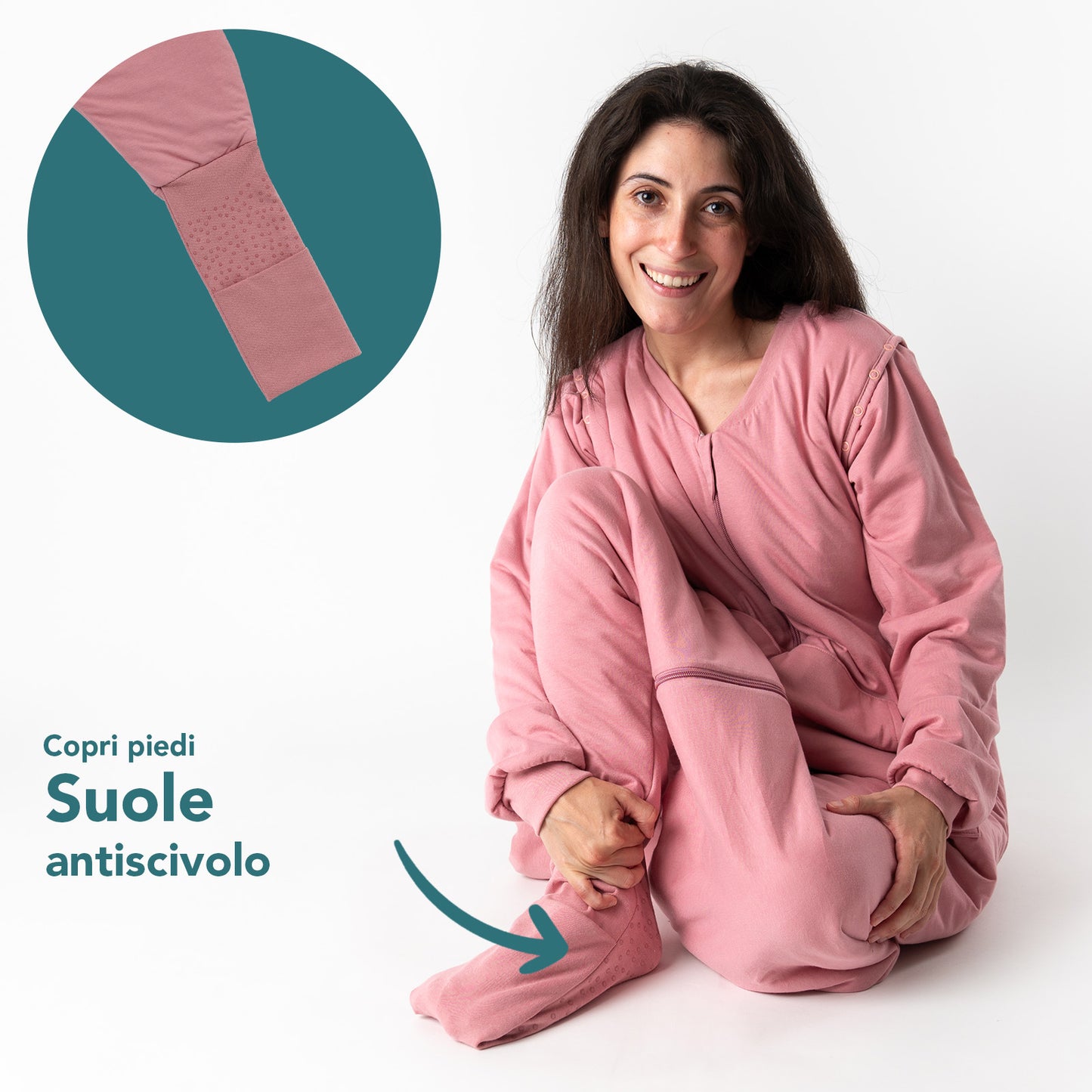 Sacco nanna con piedini, copripiedi e manichei per adulti, 1.0 TOG